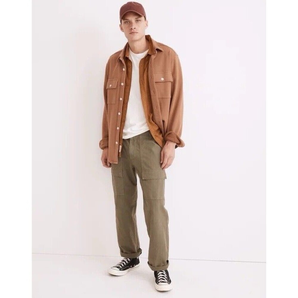 Madewell Garment Dyed Loop Terry Shirt Jacket Brown Size XS